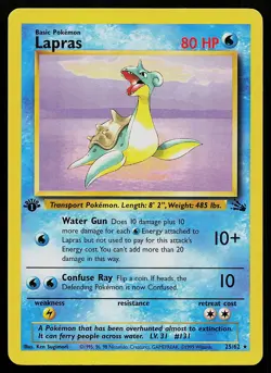 Pokemon Card - Lapras Fossil 25/62 Rare 1st Edition - Image 1