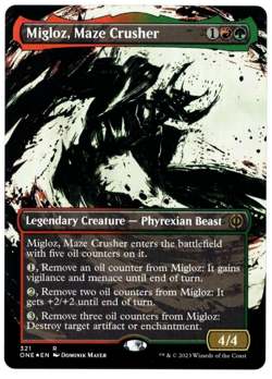 Migloz, Maze Crusher 321 Borderless Rare Foil All Will Be One MTG NM - Image 1