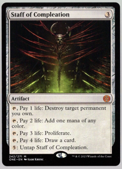 Staff of Compleation 242/271 Mythic Non Foil All Will Be One MTG NM - Image 1