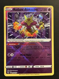 Pokemon Silver Tempest RADIANT ALAKAZAM 059/195 Holo Rare NM - Image 1