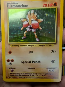 Pokemon TCG Hitmonchan Base Set 7/102 Holo Rare NM - Image 1