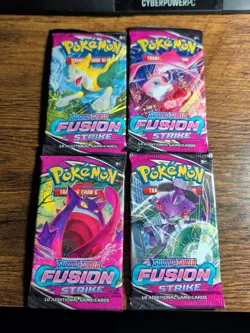 Pokemon TCG Sword & Shield Fusion Strike Booster Pack Art Set (4 Packs) - Image 1
