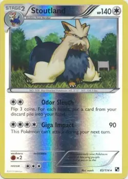 Pokemon - Stoutland - 83/114 - Rare - Reverse Holo - Black and White - NM - Image 1