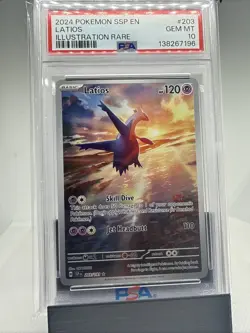 2024 POKEMON SSP EN-SURGING SPARKS #203/191 LATIOS ILLUSTRATION RARE PSA 10 - Image 1