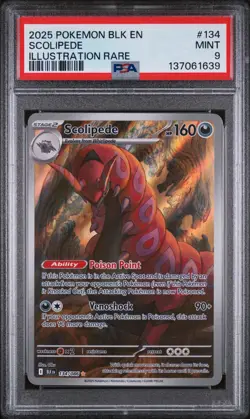 SCOLIPEDE #134 ILLUSTRATION RARE 2025 POKEMON BLK EN BLACK BOLT PSA 9 MINT - Image 1