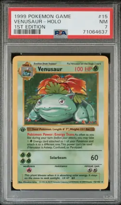 1st Edition Venusaur 1999 Pokemon Game #15 Holo PSA 7 NM Thick Stamp - Image 1