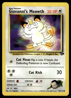 Pokemon TCG Gym Challenge #074/132 Giovanni's Meowth (74) LP - Image 1