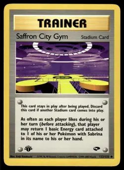 Pokemon TCG Gym Challenge 1st Edition #122/132 Saffron City Gym LP+ - Image 1