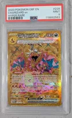 MINT CHARIZARD EX 2023 Pokemon #228/197 Obsidian Flames Hyper Rare PSA 9 - Image 1
