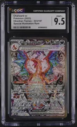 Pokemon Charizard ex 223, Illustration Rare Obsidian Flames S & V CGC 9.5!!! - Image 1
