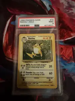 Pokemon Raichu Holo Rare Card PSA 9 WOTC Base Set 14/102 - Image 1