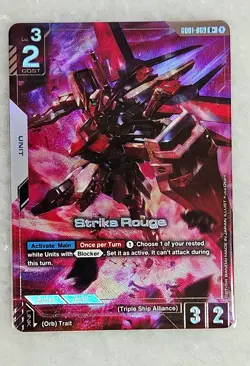 Gundam TCG English Strike Rouge GD01-069 R+ + 2x Foil Cagalli Pilot Cards - Image 3