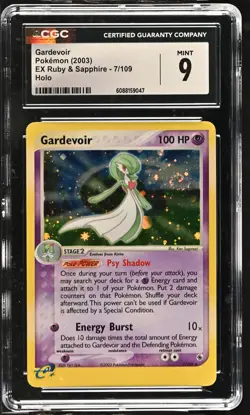 CGC 9 MINT Gardevoir 2003 EX Ruby & Sapphire 7/109 Holo SWIRL Pokemon Card - Image 1