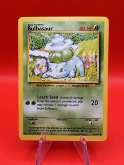 Bulbasaur NEAR MINT NM Ungraded Card - Pokemon Base Set Unlimited 1999 - Wizards - Image 1