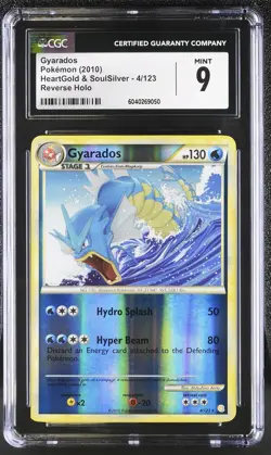 CGC 9 MINT Gyarados HeartGold & SoulSilver 4/123 Reverse Holo Pokemon Card - Image 1