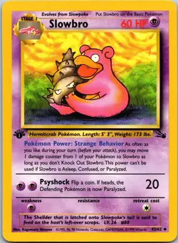 Pokemon Card - Slowbro Fossil 43/62 Uncommon 1st Edition LP - Image 1