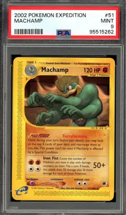 PSA 9 Mint Machamp Rare E-Series Expedition 51/165 WOTC Vintage Pokemon Card - Image 1