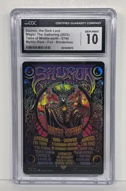 MTG LOTR Sauron, The Dark Lord / Borderless Poster (Foil) #744 - CGC 10 - Image 1