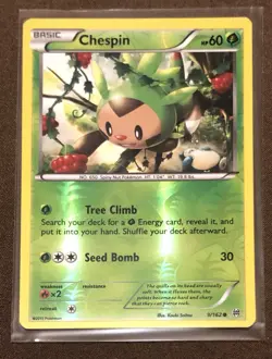 2015 Pokemon Chespin #9 Breakthrough Reverse Holo - Image 1