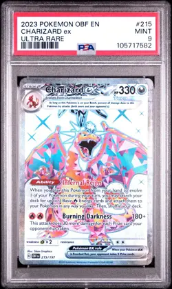 2023 POKEMON OBF EN-OBSIDIAN FLAMES #215 CHARIZARD EX ULTRA RARE PSA 9 - Image 1