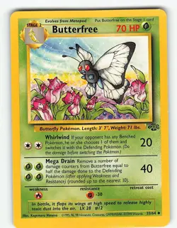BUTTERFREE 33/64 UNCOMMON JUNGLE POKEMON LP - Image 2