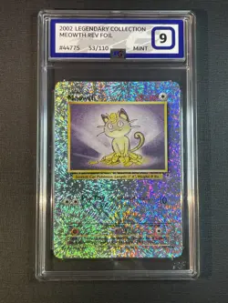 Pokemon WOTC PG 9 Legendary Collection Reverse Foil Meowth 53/110 GRADE 9 MINT - Image 1