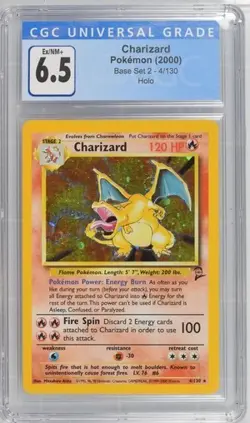 2000 POKEMON BASE SET 2 CHARIZARD CGC 6.5 - Image 1