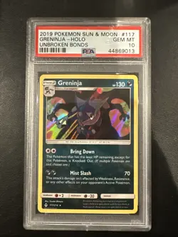 2019 POKEMON SUN & MOON UNBROKEN BONDS #117 GRENINJA HOLO PSA 10 LOW POP - Image 1