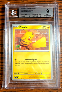 Pikachu Regular Common #051 - BGS MINT 9 - 2024 SV Temporal Forces - Pokemon TCG - Image 1