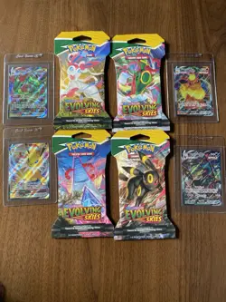 Pokemon Evolving Skies Sleeved Booster Pack Full Art Set New With 4 Vmax cards - Image 1