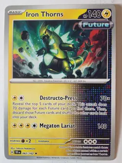 EXCLUSIVE Iron Thorns 062/162 NM B1G1F - Non Holo Temporal Forces Pokemon Card - Image 1