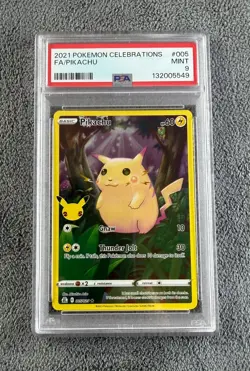 2021 Pokemon Pikachu Celebrations Full Art 005/025 FA Holo Card PSA 9 - Image 1
