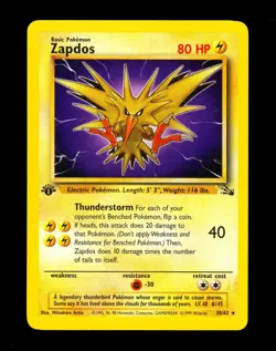 1999 Pokemon ZAPDOS Fossil Set 1ST EDITION Non Holo RARE Card 30/62 WotC NM - Image 1