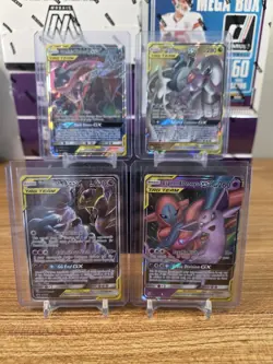 Pokemon Tag Team GX Espeon Garchomp Greninja GX 4x Cards - Image 1