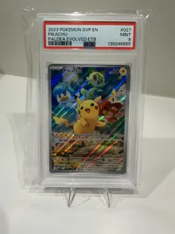 Pokemon Pikachu SVP 027 TCG Promo Card Paldea Evolved PSA 9 - Image 1