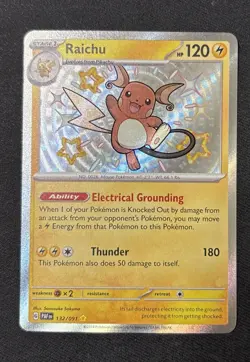 Pokemon TCG Raichu 132/091 Paldean Fates Shiny Rare Card NM Condition - Image 1
