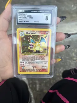 Pokemon 2000 Base Set 2 4/130 Holo Charizard Mint 8 - Image 2