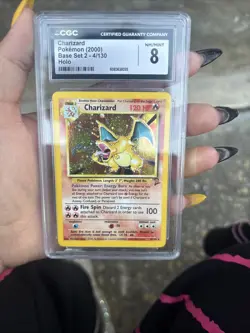 Pokemon 2000 Base Set 2 4/130 Holo Charizard Mint 8 - Image 3