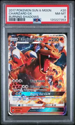 CHARIZARD GX (PSA 8) Pokemon Sun & Moon Burning Shadows 20/147 -353 - Image 1