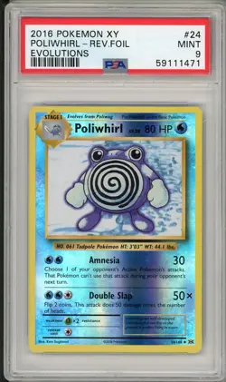2016 Pokemon XY Evolutions Poliwhirl Reverse Foil Holo #24 PSA 9 - Image 1