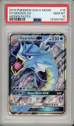 2019 Pokemon Sun & Moon Hidden Fates Gyarados GX #16 PSA 10 - Image 1