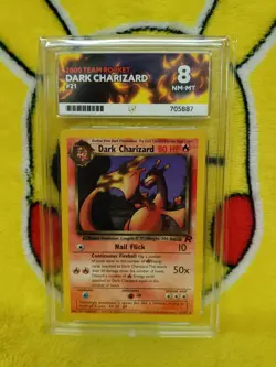 Pokemon Team Rocket Set 2000 Dark Charizard 21/82 Ace Graded 8 NM-MT - Image 1