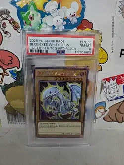 Yu-gi-oh! Stampede Blue-Eyes White Dragon RA04-EN108 Platinum 8th Art PSA 8 NM - Image 1