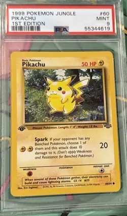 POKEMON 1st Edition Jungle PIKACHU 60/64 Common PSA 9 MINT Iconic Card WOTC - Image 1