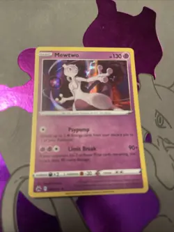 Pokemon Mewtwo TCG Reverse Holo Rare Card 059/159 Sword & Shield Crown Zenith - Image 1