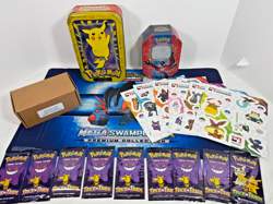 Huge Pokemon lot Mega Swampert mat, old cards, 450+ energy, Stickers, EX, GX, V - Image 1