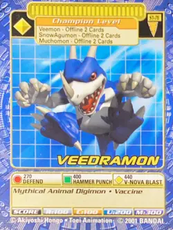 Veedramon 2001 Bandai Digimon Card ST-76 Champion Level Lightly Played - Image 1