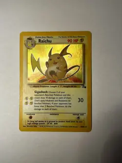 Pokemon TCG Raichu 14/62 Fossil Holo Card 1999 moderate play - Image 1