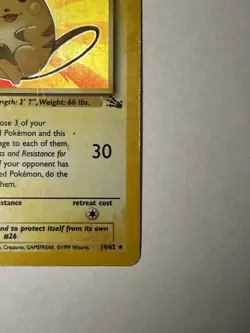 Pokemon TCG Raichu 14/62 Fossil Holo Card 1999 moderate play - Image 5