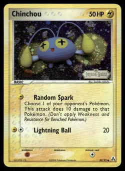 Pokemon Cards Chinchou 50/92 STAMPED Legend Maker Common NM - Image 1